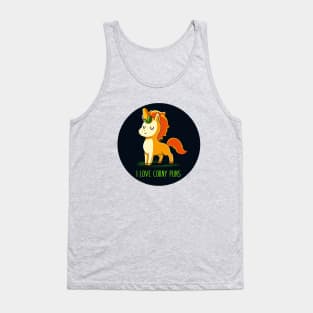 I Love Corny Puns! Cute Funny Cool Unicorn Lover Quote Animal Lover Artwork Tank Top